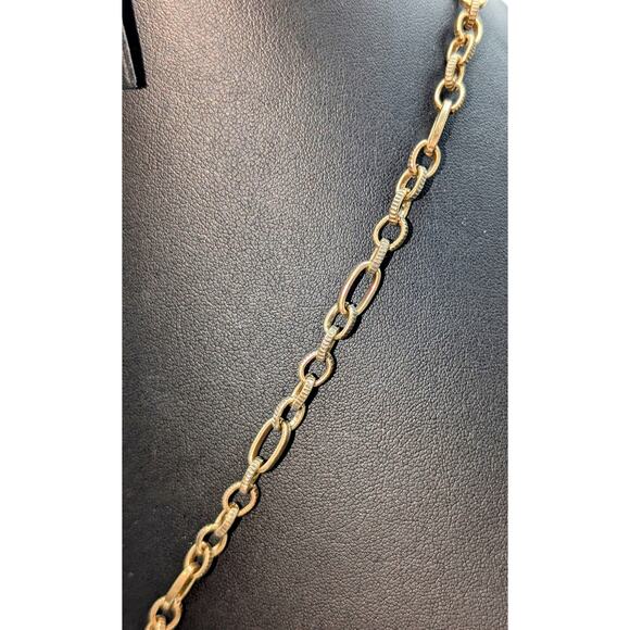 Patricia Nash Black Faceted Glass Antiqued Gold/Bronze Pendant Chain Necklace - Picture 4 of 5